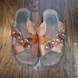 Mercanti Fiorentini Brown Leather & Brass Sandals